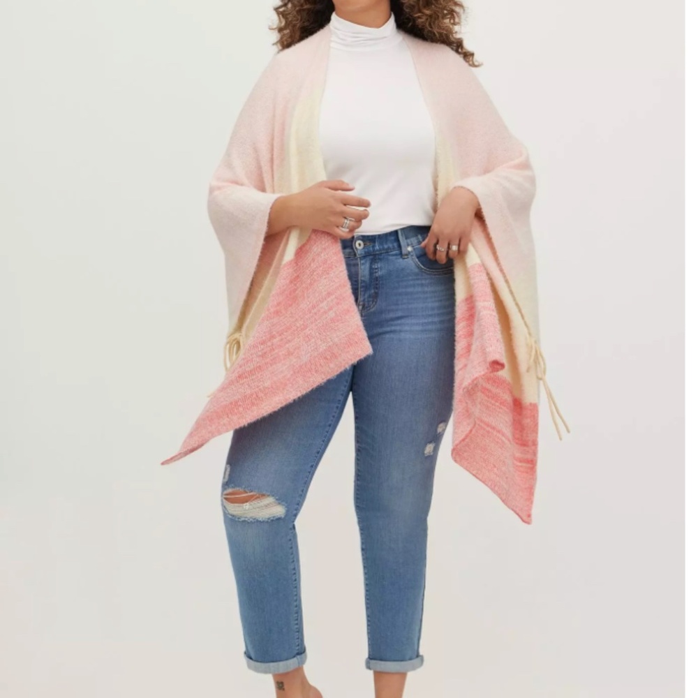 Like New Torrid Colorblock Knit Ruana - Multicolor